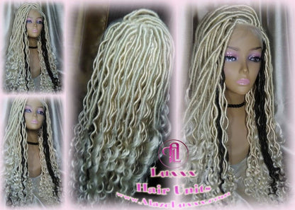 Lace Closure Wig Platinum Blonde Brown Goddess Faux Locs Gypsy Boho 613 Boho Braid Wig Gypsy Bohemian Cosplay Mermaid Summer Spring Wig