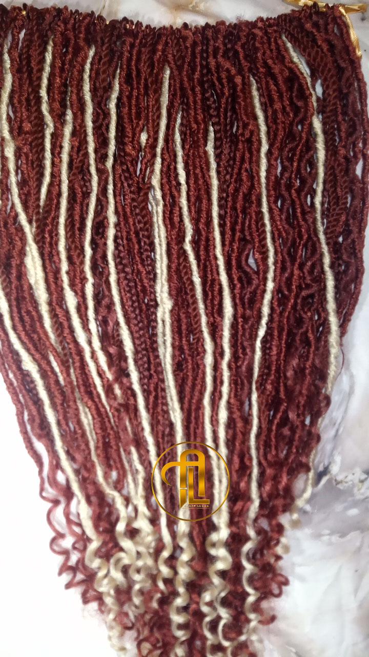 Copper Blonde 613 Bohemian dreadlocks textured Braid Soft red wavy ombre dreads  75 SE Full set  Lightweight boho curls burgundy dreads
