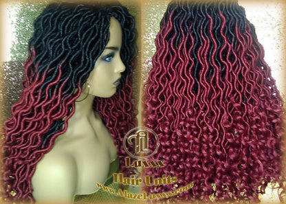 Ombre Goddess Locs Fire 530 Goddess Festival Hair Red Burgundy 1b Marley Crochet Synthetic Dread Dred Loc Lock Wig Unit Braided