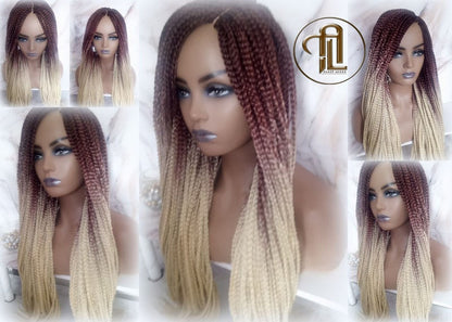 Box Braid Wig Ombre Gradient Brown Blonde 24 26 Inch Braid Wig Really Long Viking Braids Mermaid Hair Multi Color