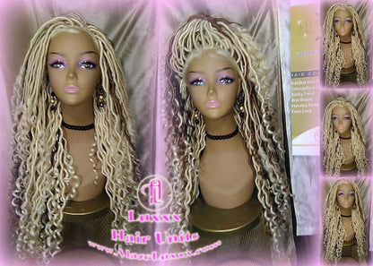 Lace Frontal Lace Front Goddess Faux Locs Wig Baby Hair Platinum Blonde Brown Goddess Faux Locs Dread Loc wigs Gypsy Boho 613