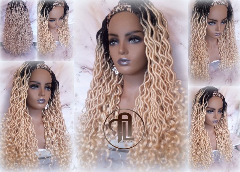 Headband Wig Gypsy Bohemian 613 Goddess Faux Dread Wig 1B Black Blonde Ombre Dark Roots Marley Dred Lock Platinum Braided Wig