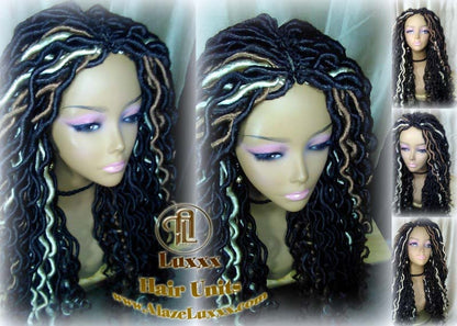 Gypsy Bohemian Boho Long Wavy Goddess Faux Locs Honey Platinum Blonde 613 27 Black Dread DE SE Dred Lock Braided Wigs Festival Hair Distress