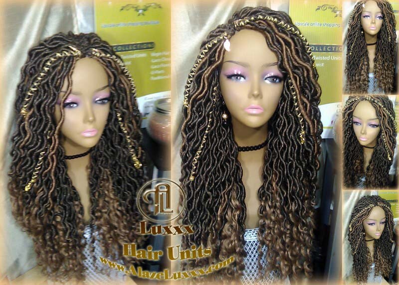 Distressed Dread DE SE Dred Lock Braided Wigs Brown Blonde Goddess Faux Loc Wig  Long Wavy Blonde Tips Ends 27  Hair Bohemian Boho Gypsy