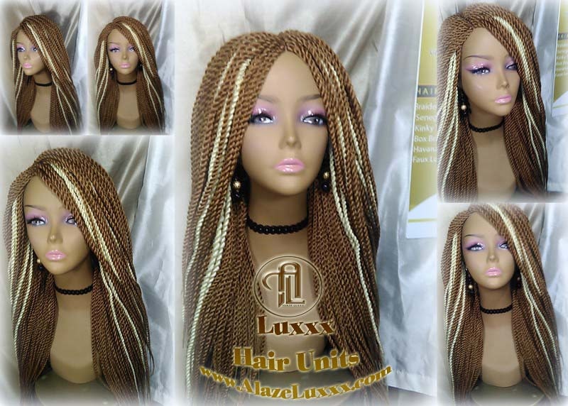 27 613 Blonde Long Straight Small Senegalese Twist Wig Unit Barbie Blonde 22' Braids Twist Locs 613 Braiding Hair Platinum Blonde Braids Wig