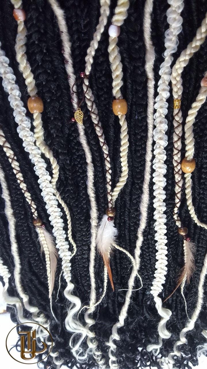 Hippy Bohemian Black 613 Blonde  Dreadlocks Braids SE Set Kit Mixed Soft Crochet Boho Hair Full Head Curly Wavy Extensions Textured Single