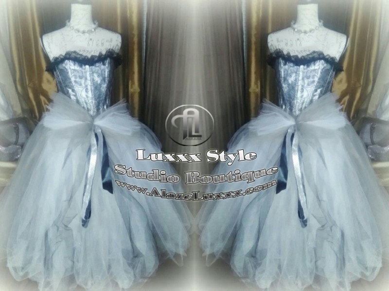Burlesque Wedding Prom Party Dress Quinceanera Cosplay EDC RAVE Festival Silver White TuTu Tulle Corset Skirt Sweet16 Bridesmaid Homecoming