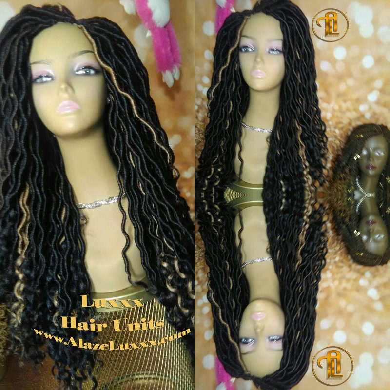 Dread Wig  Wavy Black Dreads 1B Honey Blonde 27 Gypsy Faux Synthetic Nu Goth New Marley Wool Dred Lock Carnival Hair Bohemian Boho Goddess