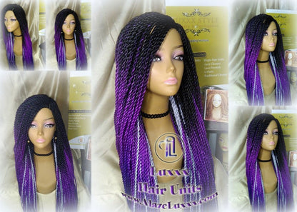 Long Ombre Purple Senegalese Twist Wig Lakers Long Small braid Kobe Bryant Ombre Mermaid Cosplay EDC Festival Carnival Vacation Wig