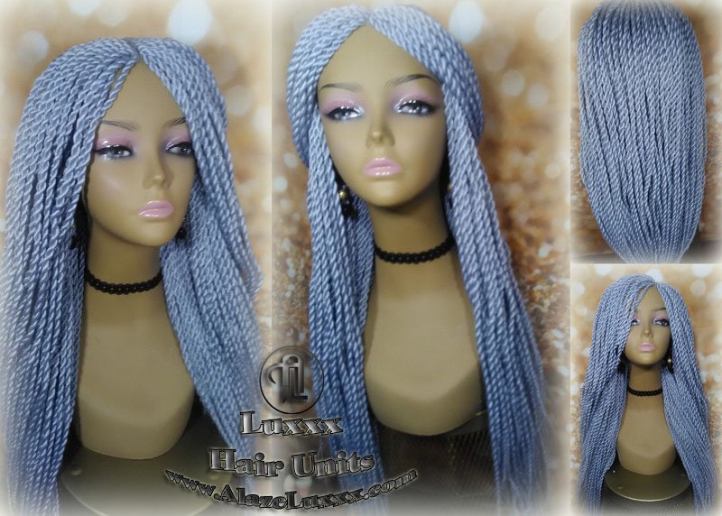 Senegalese Twist Wig Icy Grey 44 51 Gray Silver Braid Long Straight Small Micro Million Twist Wigs Braided Twisted Xpressions Braiding Hair