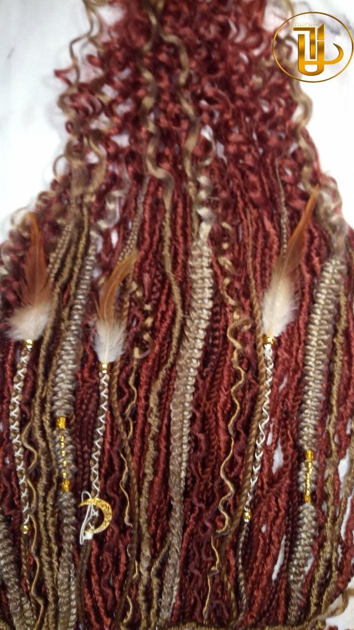 Dreads Extension Ginger Blonde Single End SE Braid Plaits Twist Set 100 Piece Set Kit Crochet Boho Mermaid Dread Hair Single Loop Viking