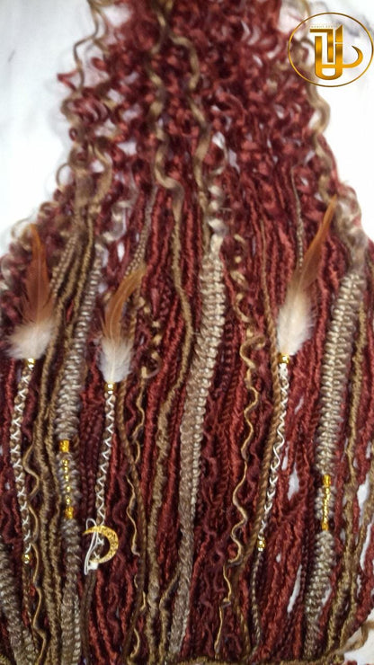 Dreads Extension Ginger Blonde Single End SE Braid Plaits Twist Set 100 Piece Set Kit Crochet Boho Mermaid Dread Hair Single Loop Viking