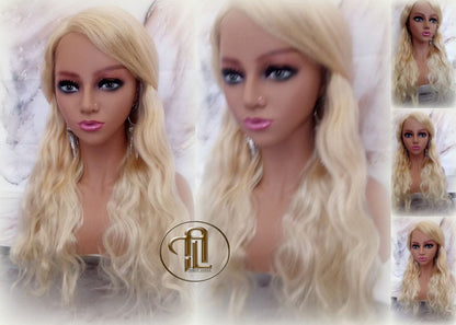 Blonde 613 Virgin Hair Wig Lace Closure Short 22 In Wavy Loose Body Wave Lace Front Curly Human Hair Blonde Wig