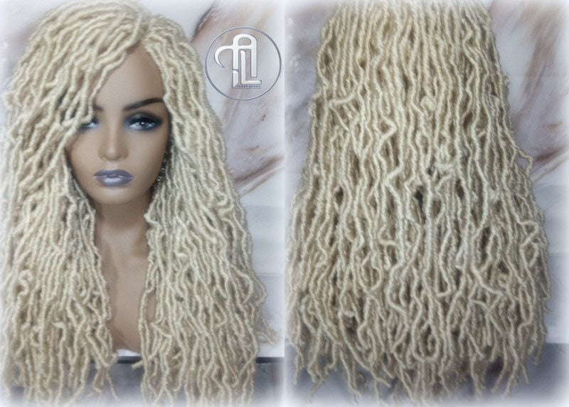 Nu Locs Distressed Soft Locs Platinum Blonde Braided Wig Gypsy Bohemian Boho 613 Goddess Faux Dread Locs Faux Locs