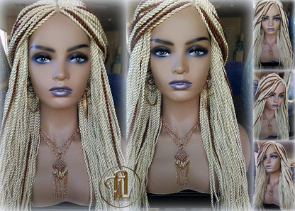 613 Blonde Brown Long Straight Small Senegalese Twist Wig Unit  Blonde 22 Crochet Loc 613 30 Braiding Platinum Braids Wig