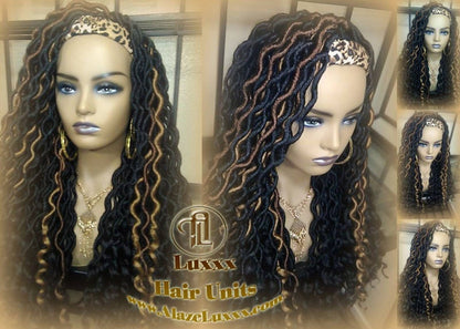 Headband Wig Black 1B 27 30 Brown Goddess Faux Loc Wavy Hair Bohemian Boho Gypsy Braided Wigs