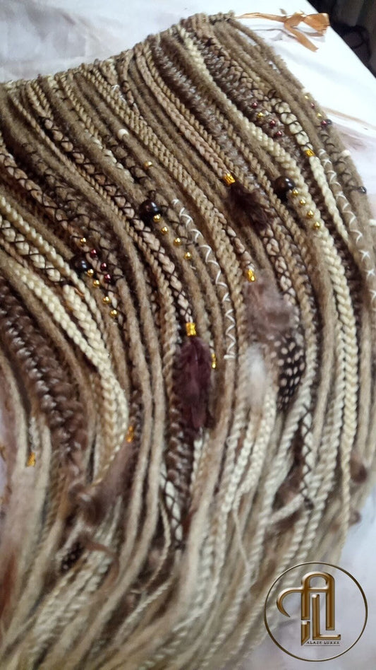 Dread Braid Twist Bohemian Blonde Warm to White Ombre Single End SE 100 Set  Crochet Boho Extensions Single Loop Dread Plaits