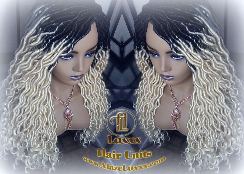 Gypsy Bohemian 613 Goddess Faux Dread Wig 1B Black Blonde Ombre Dark Roots Marley Dred Lock Platinum Braided Wig