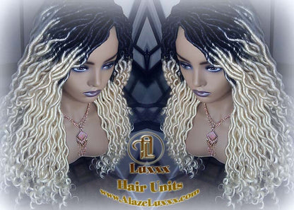 Gypsy Bohemian 613 Goddess Faux Dread Wig 1B Black Blonde Ombre Dark Roots Marley Dred Lock Platinum Braided Wig