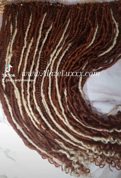 Copper Blonde 613 Bohemian dreadlocks textured Braid Soft red wavy ombre dreads  75 SE Full set  Lightweight boho curls burgundy dreads