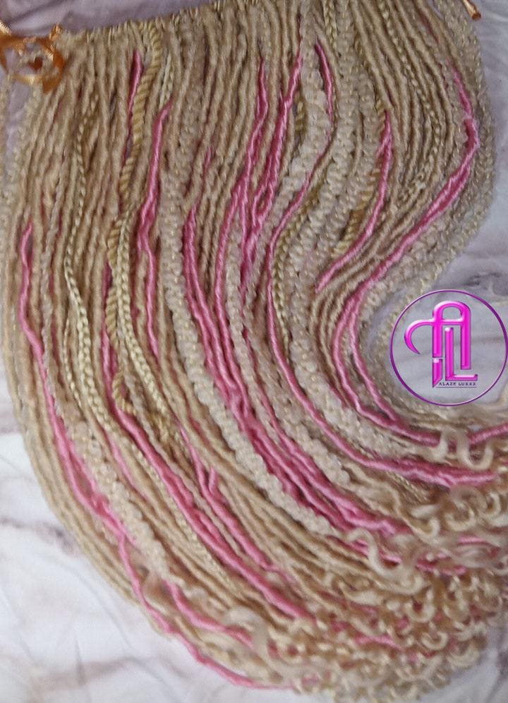 Oink  Blonde 613 Single End  SE 75 Piece Set Straight wavy dreads tebraid Bohemian synthetic dreadlock Soft Boho Dread Braid Hair Extension