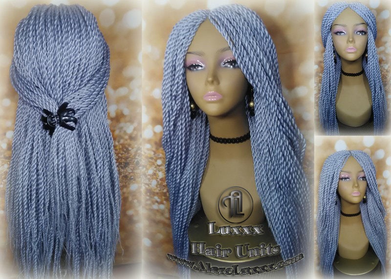 Senegalese Twist Wig Icy Grey 44 51 Gray Silver Braid Long Straight Small Micro Million Twist Wigs Braided Twisted Xpressions Braiding Hair
