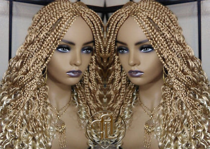 14 in Box Braid Boho Short Curly Wig Blonde 27 613 Mix Ombre Balayage Honey Blonde Platinum Wig for Black White Women Alopecia Ready to Ship