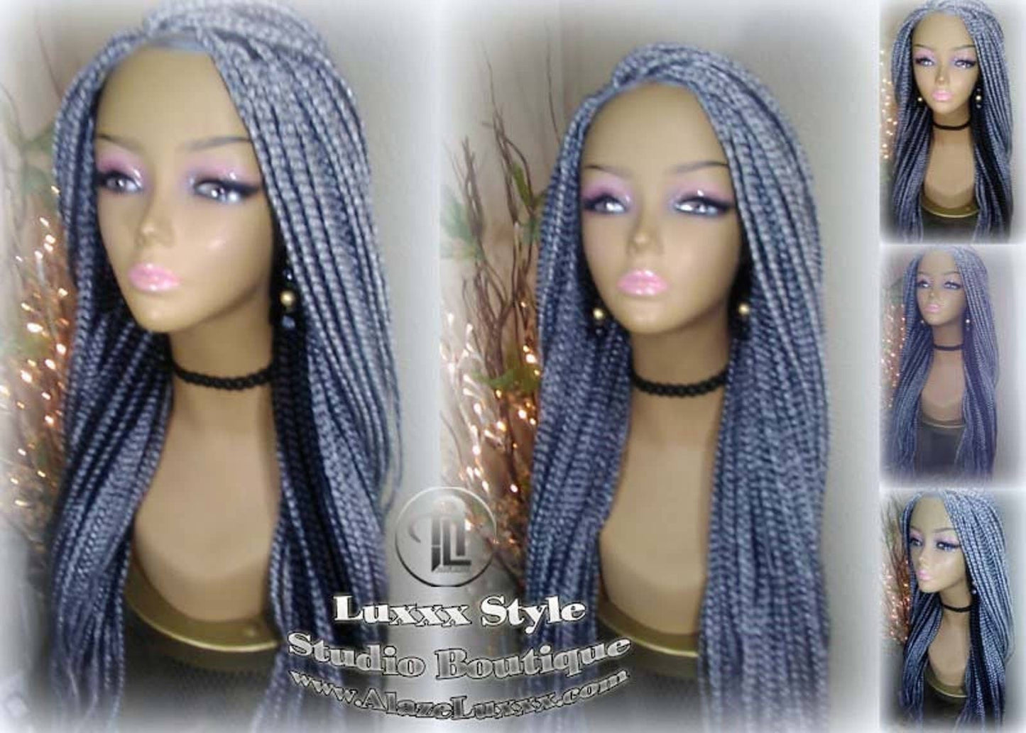 Braid Lace Wig Box Braid 44 51 Wig Storm Long Grey Gray Silver Lace Closure Baby Hair Medium Straight Glueless! Pre Stretched Braiding