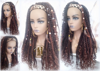 Headband Wig Brown 30 Black Dreads Mix Set Twist Soft Crochet Boho Dread Braid Set Bohemian extensions