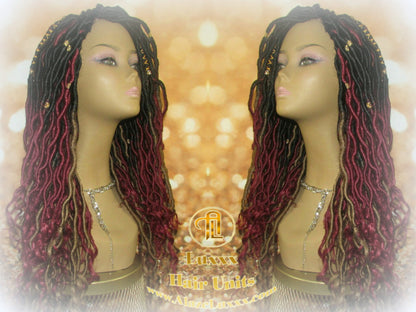 Dread Dred Loc Lock Wig Fire Goddess Red Burgundy  530 Ombre  1b  Blonde 27  Marley Goddess Crochet Synthetic Unit Hair Braided Wavy Cosplay