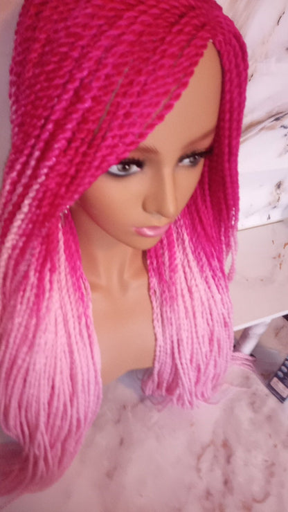 Pink Ombre Senegalese Twist Braid Wig Small Long Gradient Unicorn Mermaid Wig Sale Alopecia Braids Light Pink Hot Pink Ready to Ship