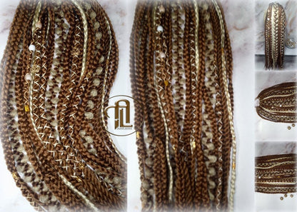 Ponytail Hair Fall Viking Renaissance Extensions Blonde Brown Elements Accents Feathers synthetic box braids hair scrunchie clipin Butterfly