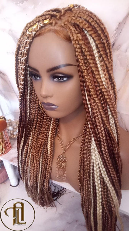 Lace Frontal Braid Wig Blonde Brown Ginger 27 30 613 Box Braid Wig Copper White Blonde Platinum Lace Baby Hair Unit Straight Glueless Braid