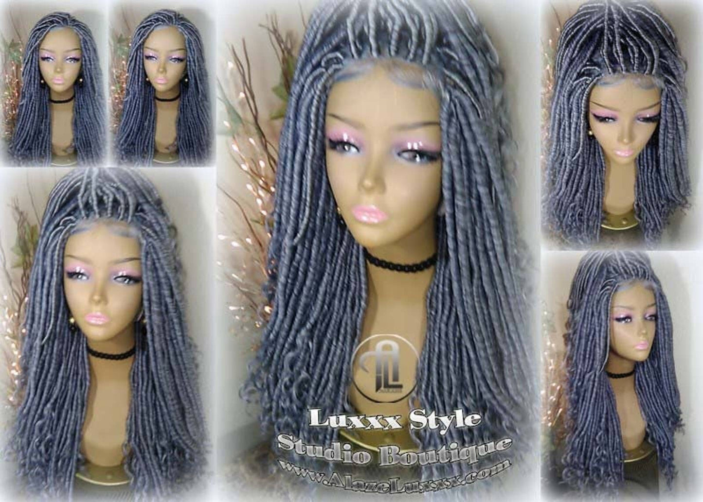 Goddess Faux Dread Loc Lace Closure Straight Storm Silver Grey Gray 44 51 Boho Gypsy Wavy Lock Crochet Freetress Model Model Wig
