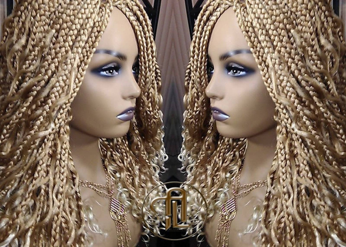 Box Braid Boho Short Curly Wig 14' in Blonde 27 613 Mix Ombre Balayage Honey Blonde Platinum Wig for Black White Women Alopecia
