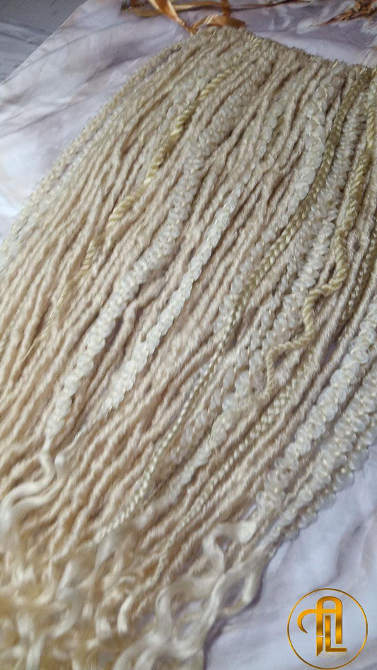 Blonde 613 Single End  SE 75 Piece Set Straight wavy dreads textured braid Bohemian synthetic dreadlock Soft Boho Dread Braid Hair Extension