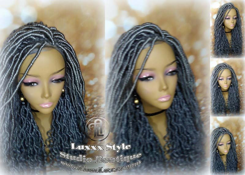 Lace Frontal Lace Front Straight Storm Silver Grey Gray 44 51 Platinum Gypsy Goddess Faux Dread Loc  Lock Crochet Freetress Model Model Wig