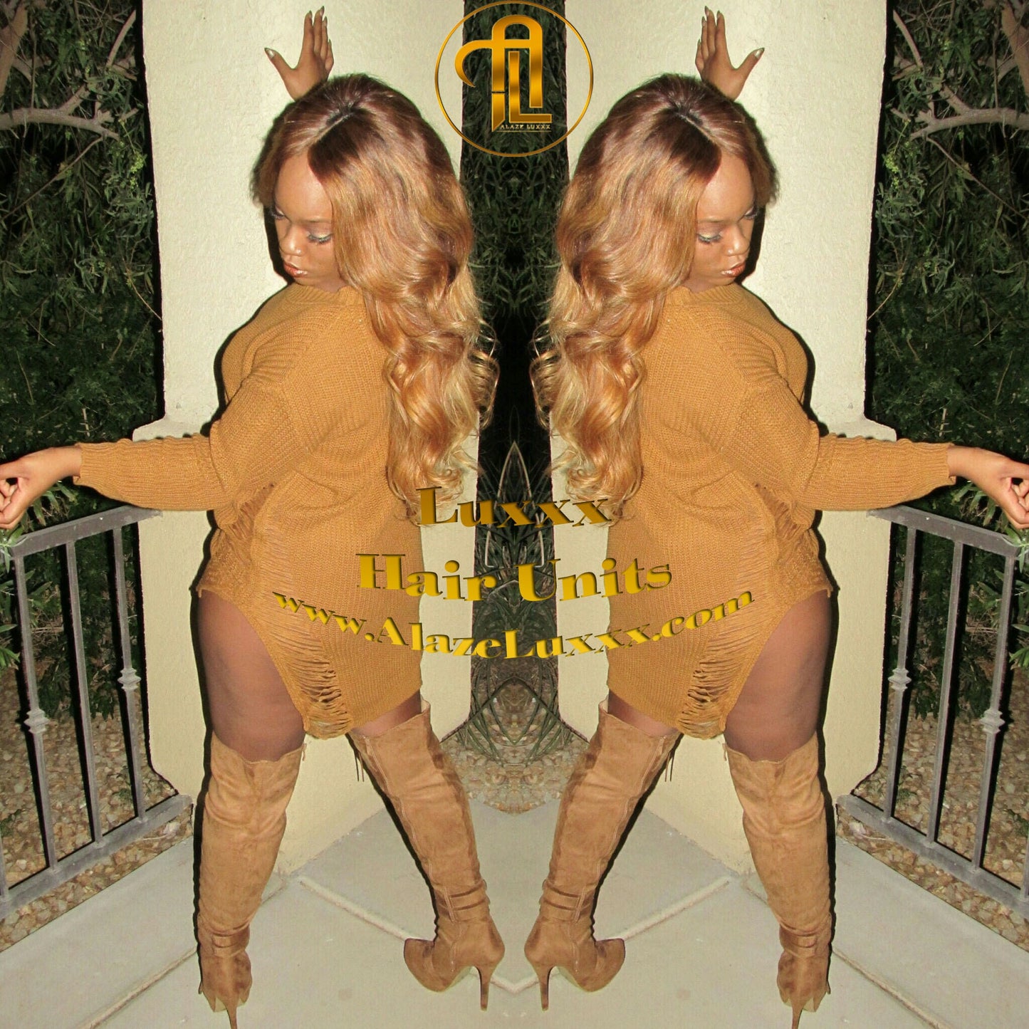 Honey Blonde Auburn 27/30 Dark Roots Ombre 24 In' Long  Custom Color Virgin Hair Unit Lace Front Celebrity Wigs Kim Khloe Kardashian Wig