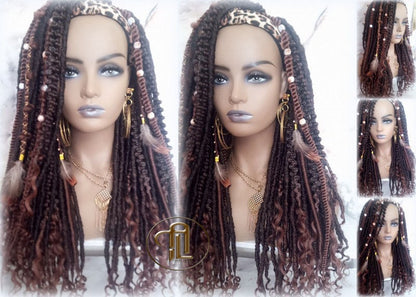 Headband Wig Brown 30 Black Dreads Mix Set Twist Soft Crochet Boho Dread Braid Set Bohemian extensions