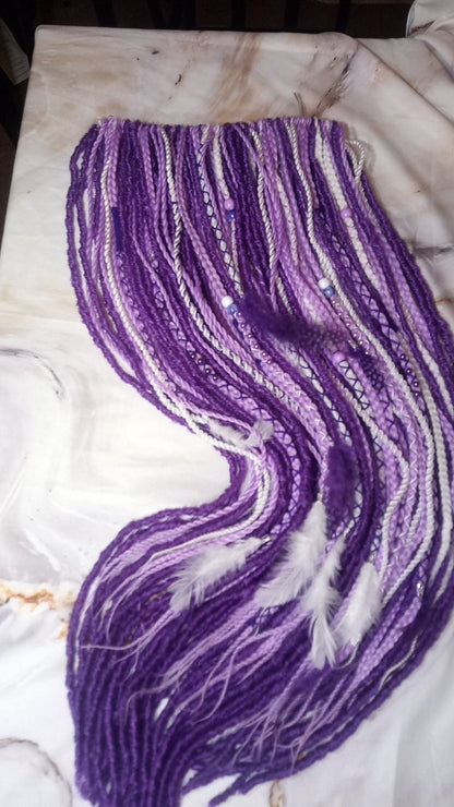 Purple White Dreadlock Extensions  Crochet Dreads Synthetic Dreadlocks Straight Textured Extensions Se Dreads Single Ended Hair Extension
