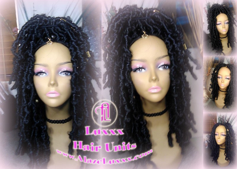 Black short butterfly locs wig boho gypsy 1b Jet black Short Medium Braid Wig Black Lace Closure Baby Hair Braid Wig Festival hair
