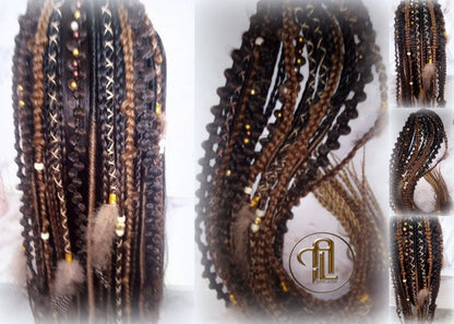 Ombre Black Brown Blonde Ponytail Hair Fall Viking Renaissance Extensions Elements Accents Feathers synthetic braids hair scrunchie clipin