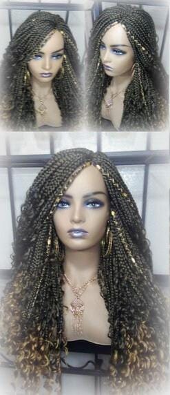 Box Braid Wig Honey Blonde boho curly box braids 1b 27  Long Medium Straight bohemian gypsy Mix Blonde Ombre