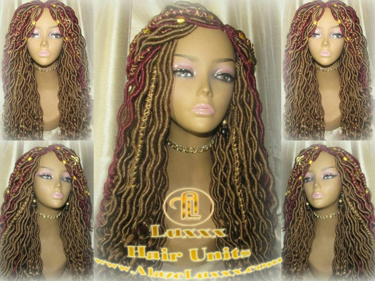 Goddess Faux Loc Wig Gold Honey Blonde 27 Marley Crochet Synthetic Dread Dred Red Burgundy 530 Ombre Box Braids Kinky Twist Hair Braided Wig