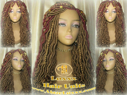 Goddess Faux Loc Wig Gold Honey Blonde 27 Marley Crochet Synthetic Dread Dred Red Burgundy 530 Ombre Box Braids Kinky Twist Hair Braided Wig