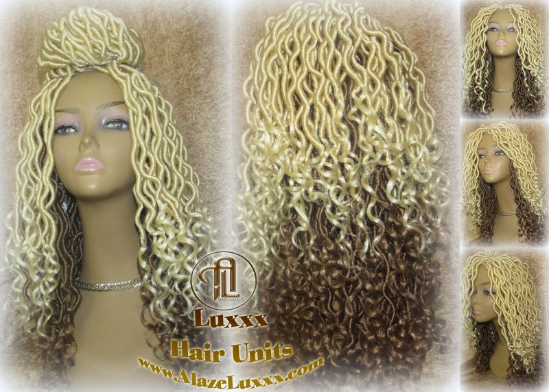 Platinum Blonde Honey Blonde Full Synthetic Dread Wig Few Criss-Crosses Wrapped Uni-Sex Wig Kawaii Gypsy Bohemian Boho Goddess Extensions
