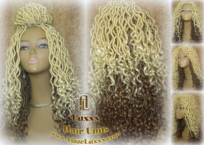 Platinum Blonde Honey Blonde Full Synthetic Dread Wig Few Criss-Crosses Wrapped Uni-Sex Wig Kawaii Gypsy Bohemian Boho Goddess Extensions