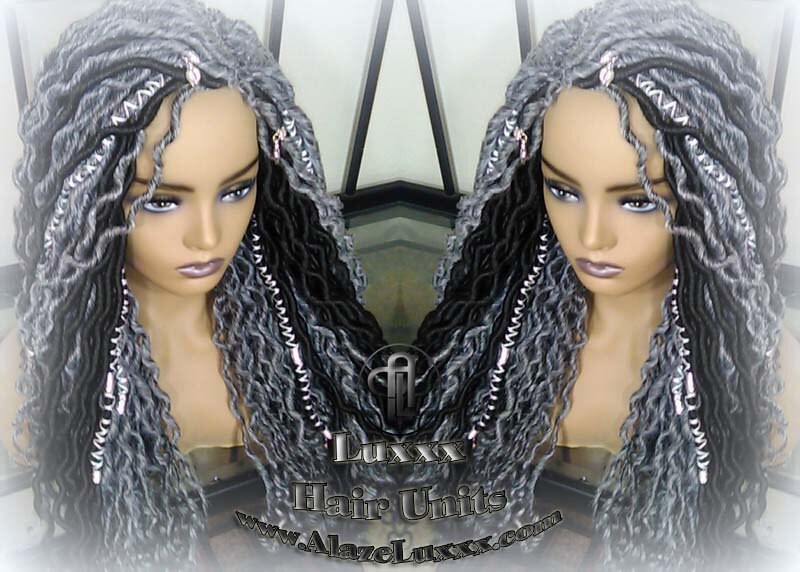 Lace Frontal Goddess Faux Dread Loc Lace Straight Storm Silver Grey Gray 44 51 Boho Gypsy Wavy Lock Crochet
