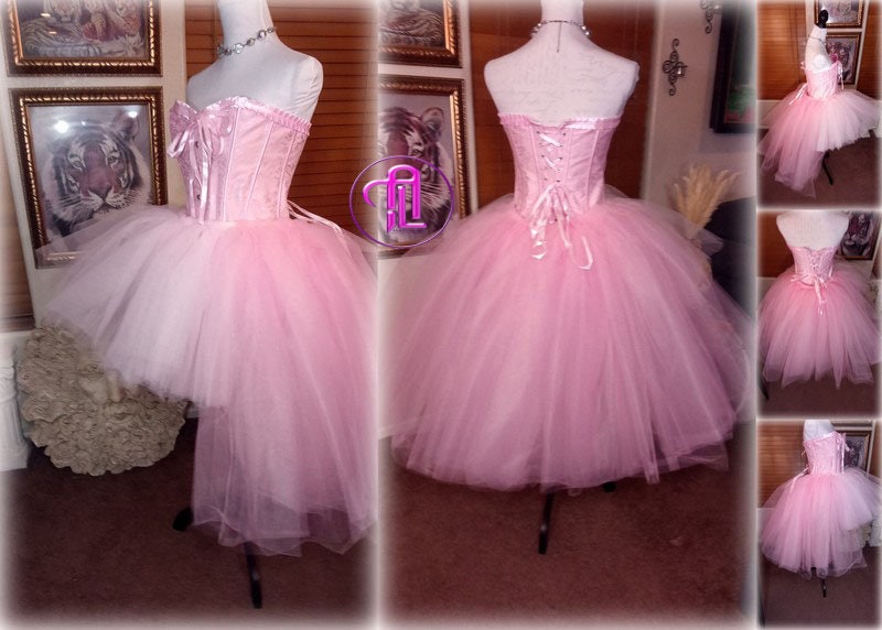 Valentines Day Dress Skirt Corset Style Outfit Light Pink Blush Pink Hi Low Skirt Hearts Cupid