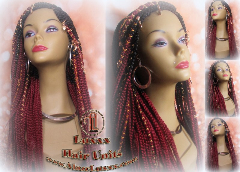 Red Ombre Lemonade Fulani Cornrow Braid Wig French Braids Feed in Braids Swim Wig Gym Wig Kardashian Fulani Beyonce Tribal Goddess Braids